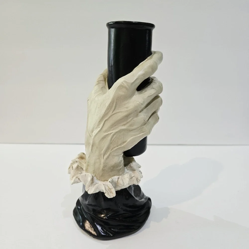 Ashland Halloween Witch Hand Vase Container Black White Tabletop Decor New!